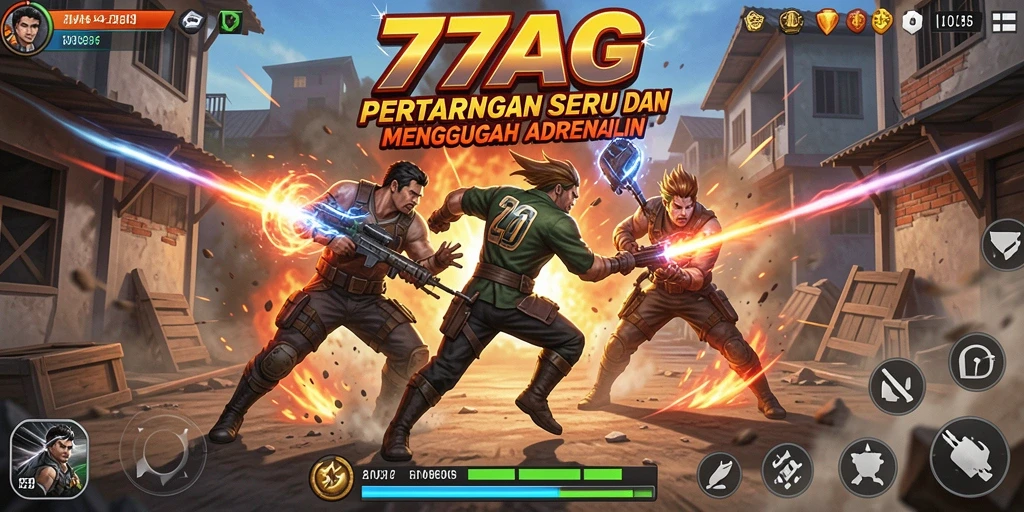 Tampilan aksi menegangkan di game 77AG yang penuh warna.