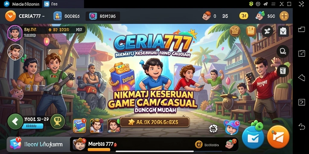 Tampilan gameplay CERIA777 yang ceria dan penuh warna.