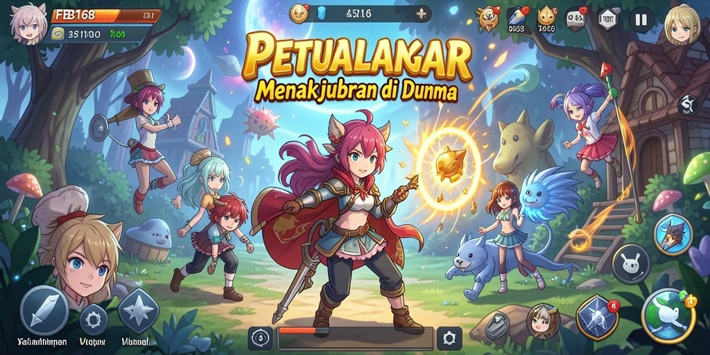 Tangkapan layar gameplay FB168 menampilkan karakter anime yang beraksi dalam pertempuran epik.