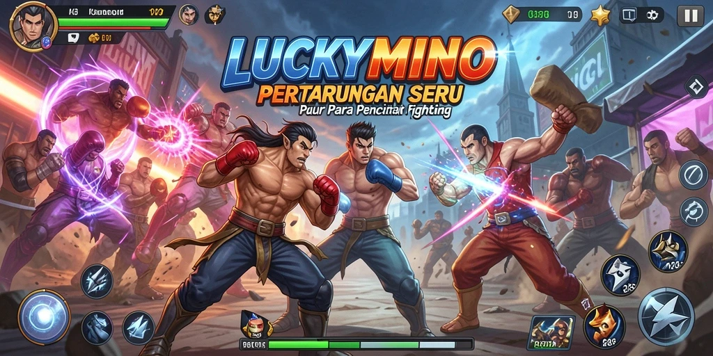 Tangkapan layar seru dari gameplay LUCKYMINO saat pertarungan berlangsung.
