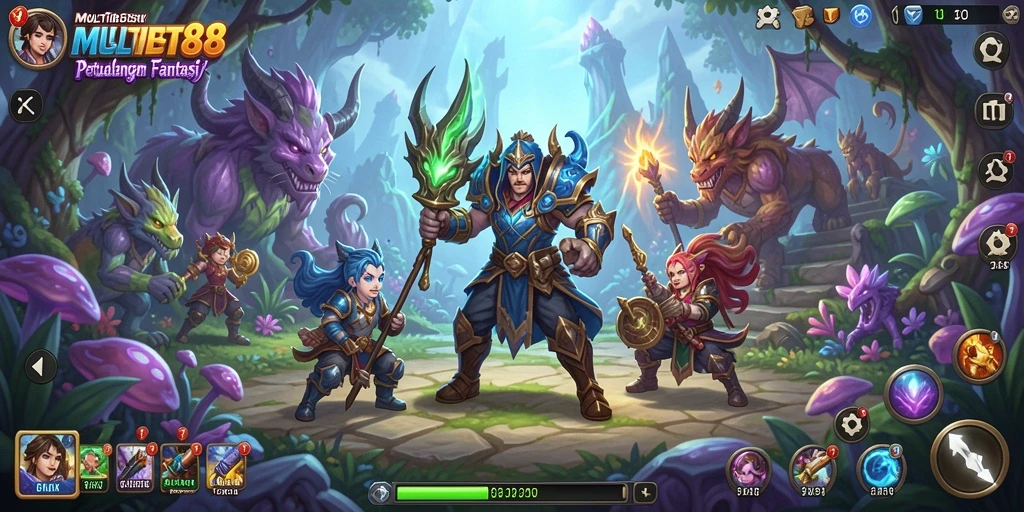 Tampilan gameplay <strong>MULTIBET88</strong> menampilkan petualangan seru di dunia fantasi.