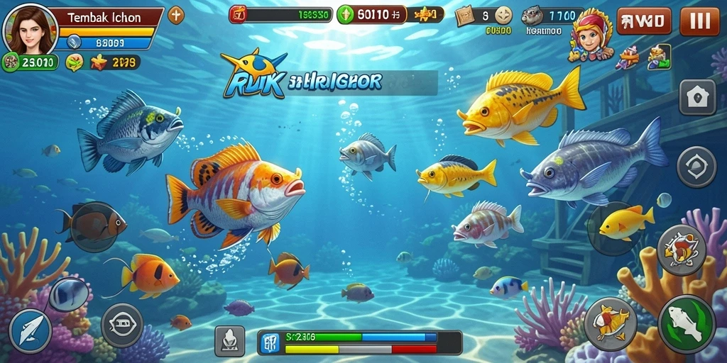 Screenshot gameplay RSNOK menampilkan aksi menembak ikan yang seru.