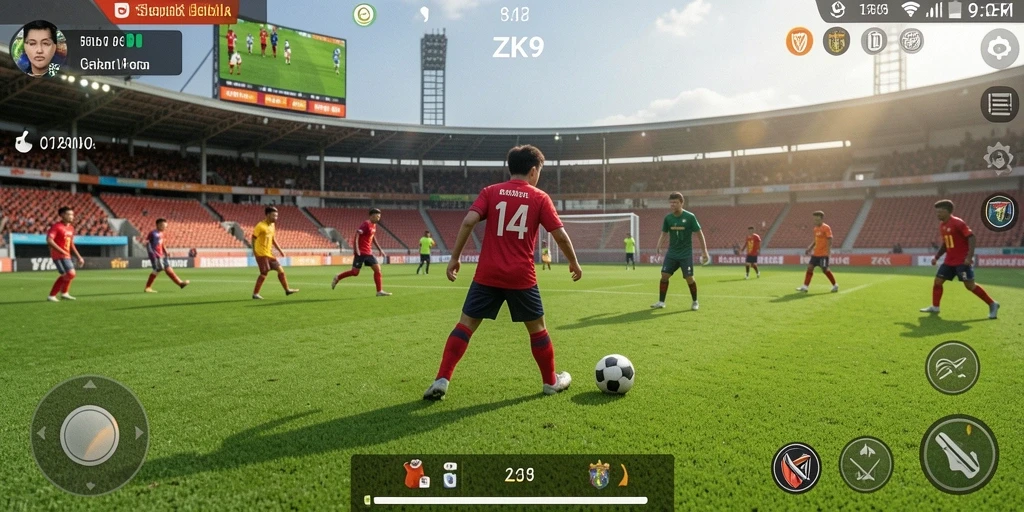 Gameplay ZK9 yang menegangkan di lapangan sepak bola.